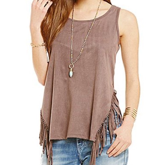 Love on a Hanger Vegan Suede Fringe Boho Tank